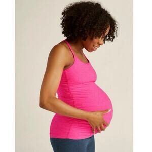 Beyond Yoga Maternity Spacedye Racerback Ruched Tank Top in Pink Size XS